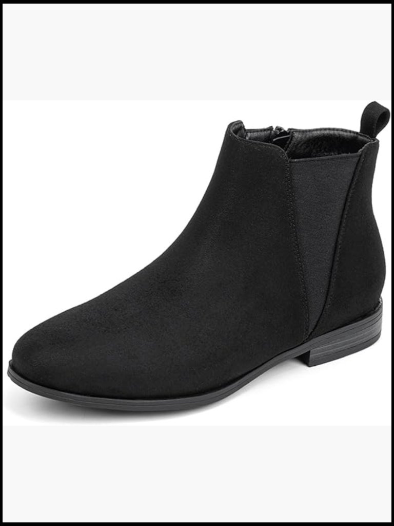 Chelsea Ankle Boots Low Heel Fashion Almond Toe Dress Booties Side Zipper